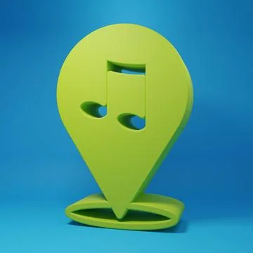 Green Location musical note icon isolated on blue background. Music and sou.. Stock Illustration
