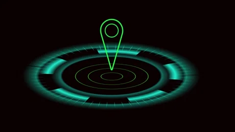 Green location pin animated radar target futuristic hud interface neon glow.. Stock Footage 321444404