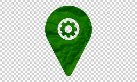 Green location pin with white leaf icon on minimalist map marker design for.. Stock Illustration