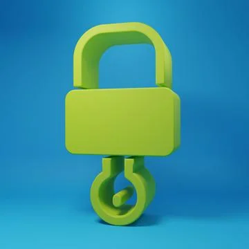 Green Lock and key icon isolated on blue background. Padlock sign. Security.. Stock Illustration