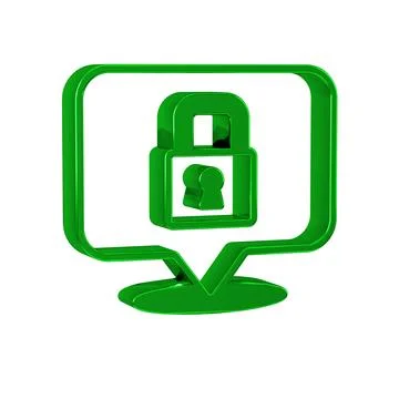 Green Lock icon isolated on transparent background. Padlock sign. Security Stock Illustration