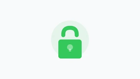 Green lock security icon flat design icon for privacy protection. Clean minimal 스톡 동영상 342622724
