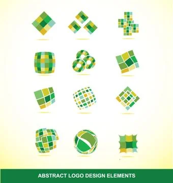 Green logo design  elements set Illustrazione stock