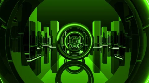 Green loop abstract geometric circle background tunnel Stock Footage 108582511