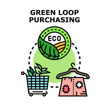 Green loop purchasing concept with sustainable consumption lifestyle Illustrazione stock