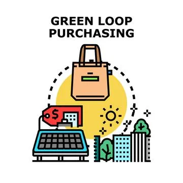 Green loop purchasing concept with sustainable consumption 库存插图