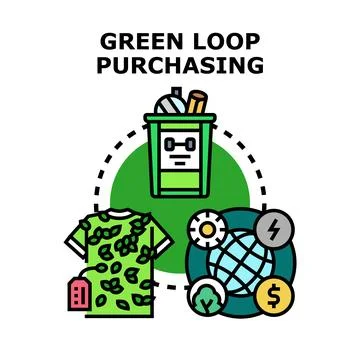Green loop purchasing illustrating sustainable economic cycle 스톡 일러스트