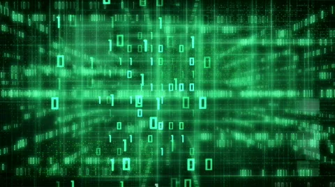Green loopable IT background glowing binary signs flying to camera Stock Footage 878726