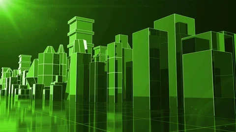 Green Looped Abstract Background With Digital Buildings 스톡 동영상 108589102