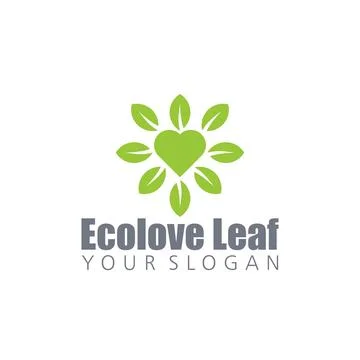 Green love leaf. Vector logo icon template Stock Illustration