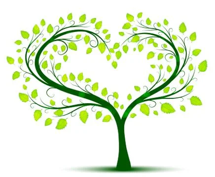 Green love tree Stock Illustration