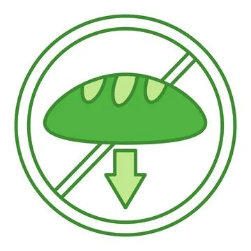 Green Low Carb Icon. Vector Icon. Loaf of Bread with Down Arrow. Vegetarian.. Stock Illustration