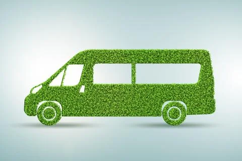 Green low emission electic vehicle concept - 3d rendering 스톡 일러스트
