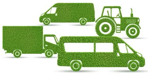 Green low emission electic vehicle concept - 3d rendering 스톡 일러스트