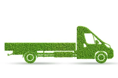 Green low emission electic vehicle concept - 3d rendering 스톡 일러스트