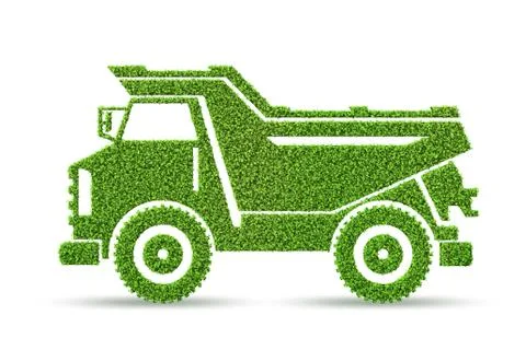 Green low emission electic vehicle concept - 3d rendering Illustrazione stock