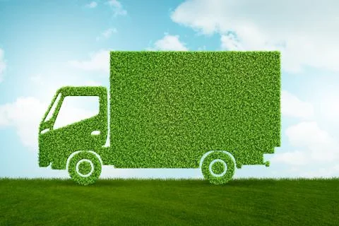 Green low emission electic vehicle concept - 3d rendering Stock Illustration
