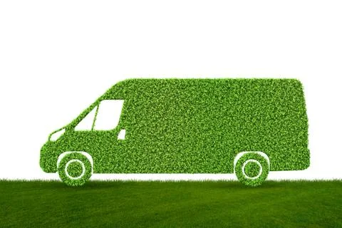 Green low emission electic vehicle concept - 3d rendering 스톡 일러스트