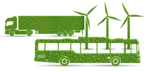 Green low emission electic vehicle concept - 3d rendering 스톡 일러스트