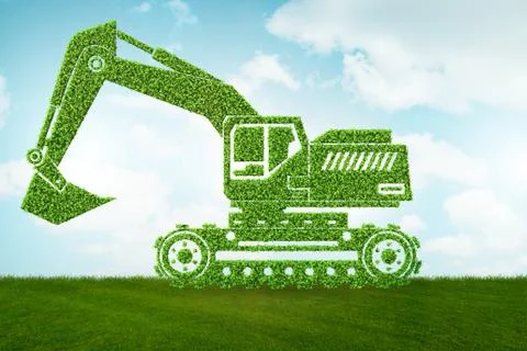 Green low emission electic vehicle concept - 3d rendering Stockillustratie