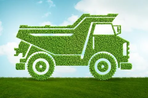 Green low emission electic vehicle concept - 3d rendering Stock Illustration