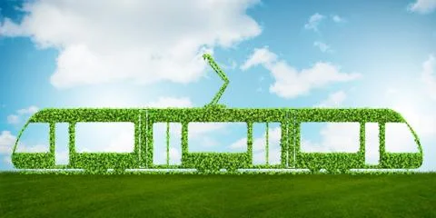 Green low emission electic vehicle concept - 3d rendering Stock Illustration
