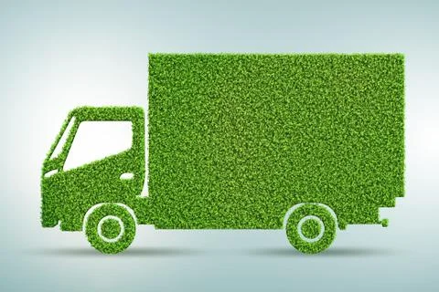 Green low emission electic vehicle concept - 3d rendering 스톡 일러스트