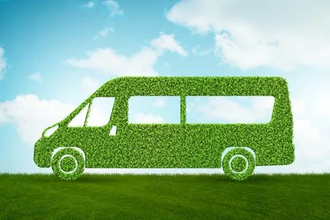 Green low emission electic vehicle concept - 3d rendering Stock Illustration