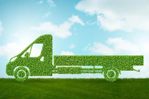 Green low emission electic vehicle concept - 3d rendering 스톡 일러스트