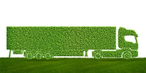 Green low emission electic vehicle concept - 3d rendering 스톡 일러스트