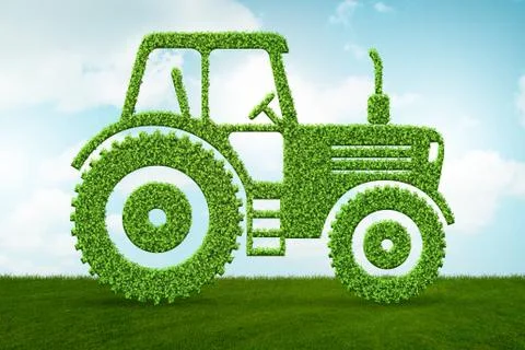 Green low emission electic vehicle concept - 3d rendering Ilustração Stock