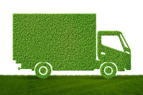 Green low emission electic vehicle concept - 3d rendering Stock Illustration