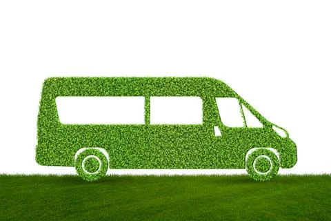 Green low emission electic vehicle concept - 3d rendering 스톡 일러스트