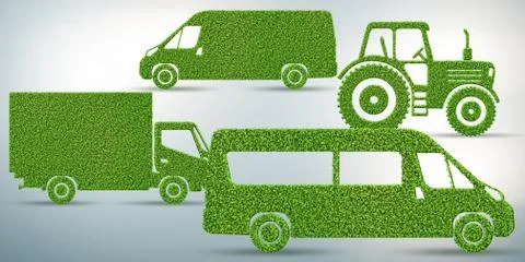 Green low emission electic vehicle concept - 3d rendering Stock Illustration