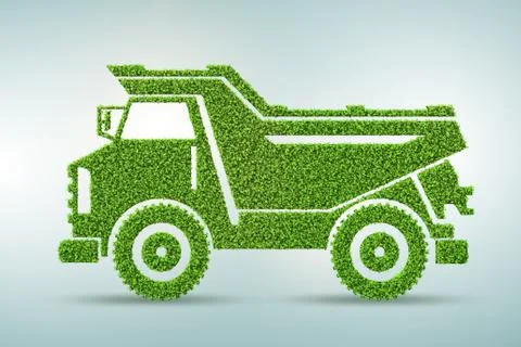 Green low emission electic vehicle concept - 3d rendering Ilustração Stock