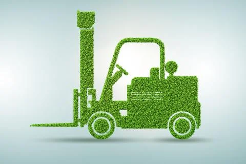 Green low emission electic vehicle concept - 3d rendering Ilustração Stock