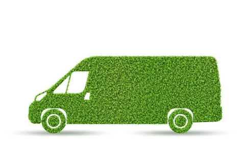 Green low emission electic vehicle concept - 3d rendering Illustrazione stock
