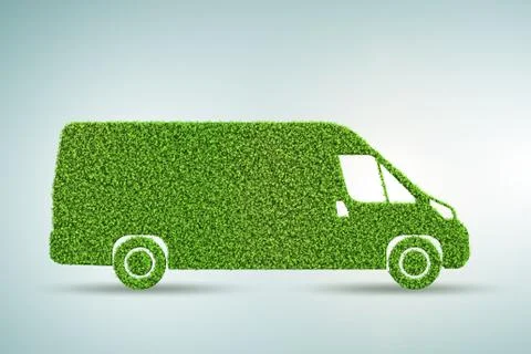Green low emission electic vehicle concept - 3d rendering Stock Illustration