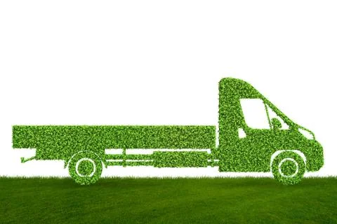Green low emission electic vehicle concept - 3d rendering 스톡 일러스트