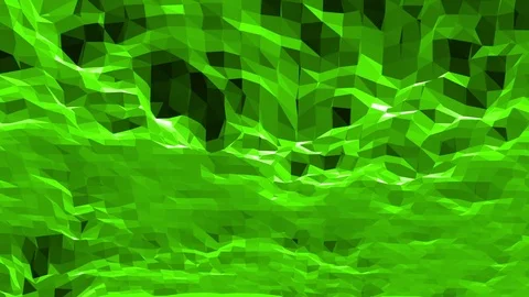 Green low poly background pulsating. Abstract low poly surface as futuristic Stock Footage