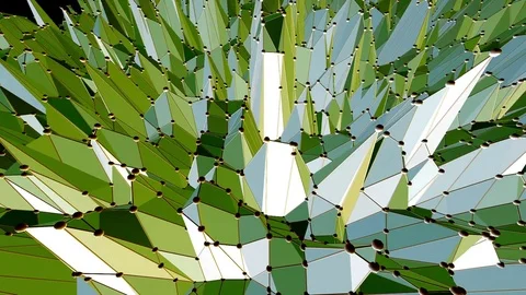 Green low poly background waving. Abstract low poly surface as cybernetic field Stock Footage 77375135