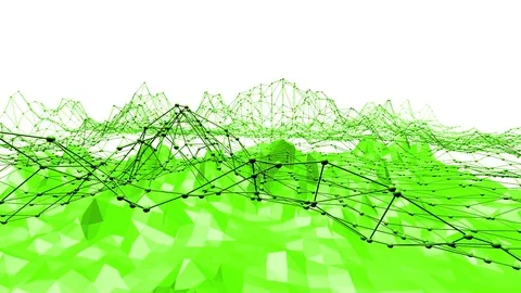Green low poly background waving. Abstract low poly surface as cyber background Stock Footage