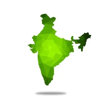 GREEN low poly India map in geometric polygonal,mosaic style.Abstract tessell Stock Illustration