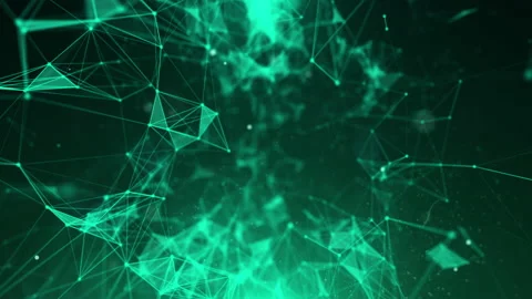 Green low poly lines and dots structure moving and rotate then zoom in 2 step. Stock Footage 207116315