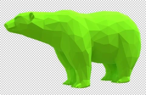 Green low poly polar bear on a transparent background. Stock Illustration