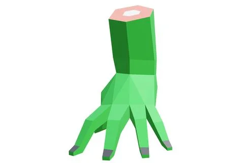 Green low poly severed zombie hand, 3D rendering Stock-Illustration