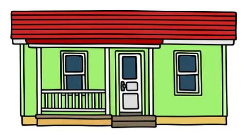 Green low small house Stock Illustration