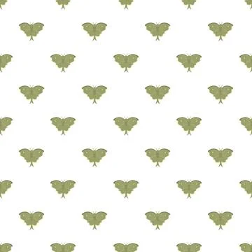 Green luna moth pattern repeating on white background Stockillustratie