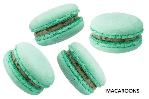 Green macaroons on white background Stock Photos