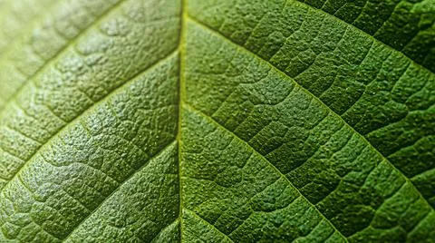 Green macro leaf of a tree, natural green background with sun glare Stock Photos